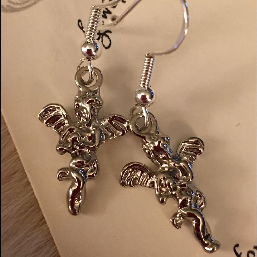 Angel Earrings in Silver Angels Protecting Us